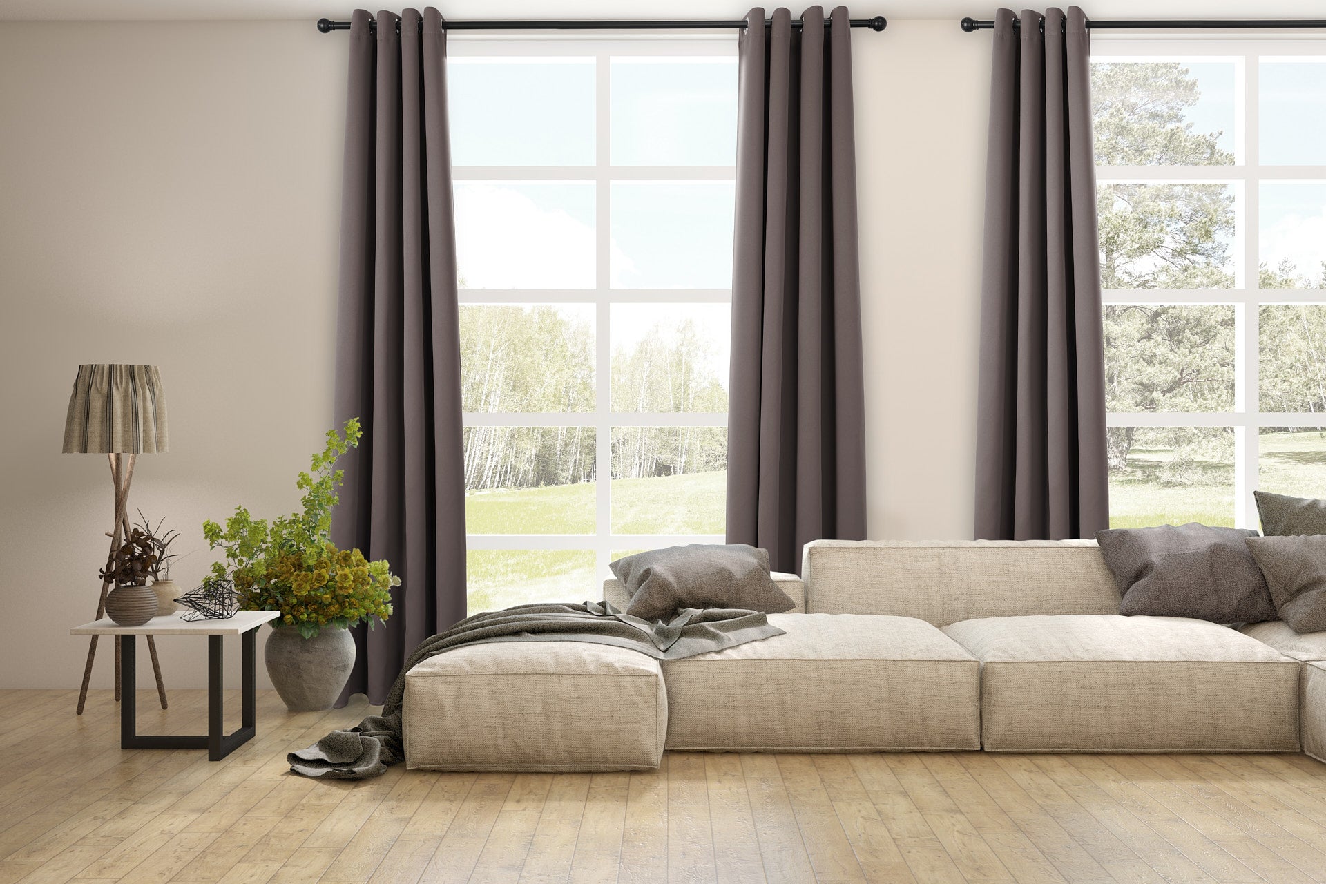 Gordijn - 150 x 250 cm - Ringen - Donker Taupe