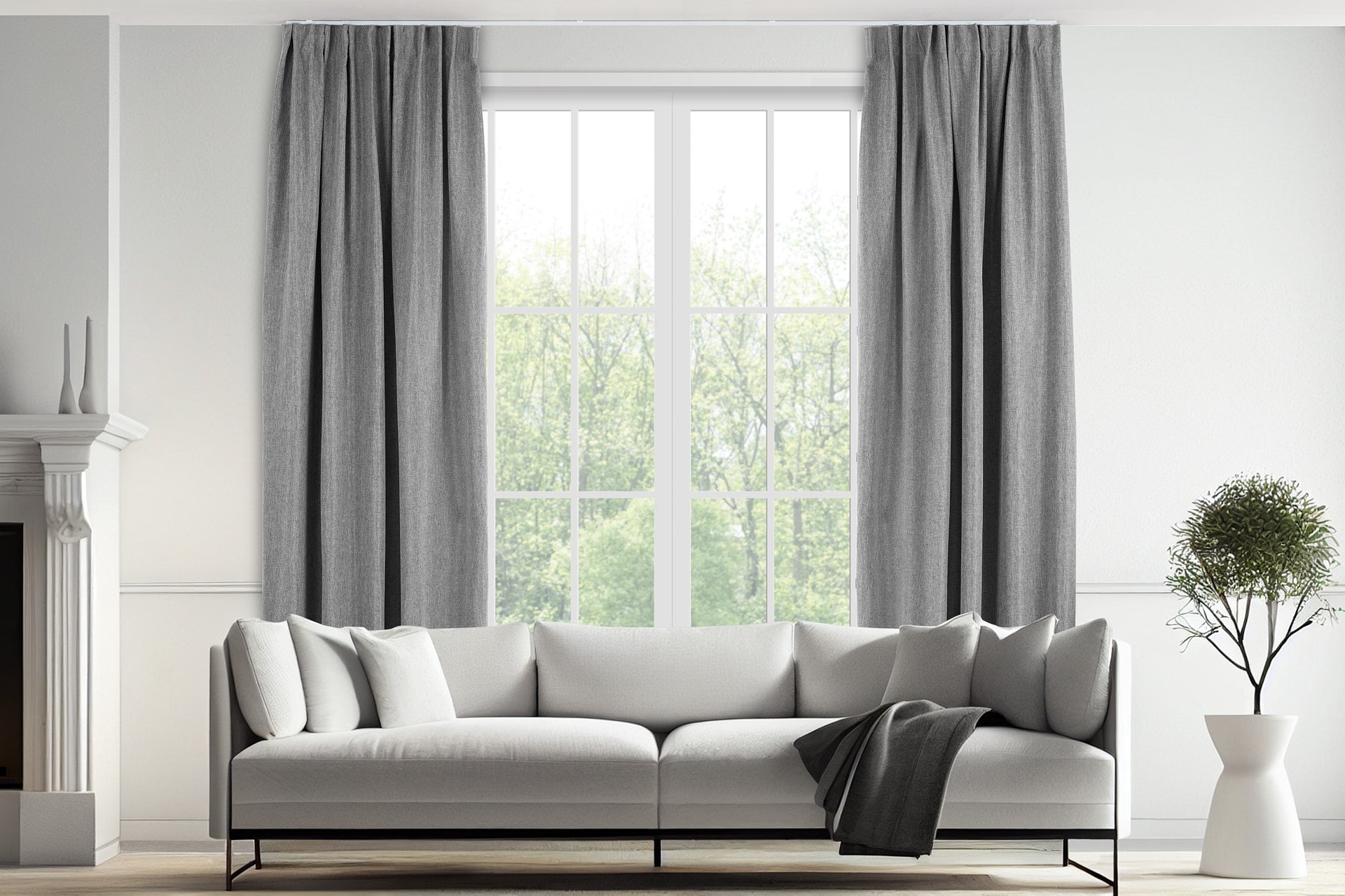 Luxe geweven gordijn - 150 x 260 cm - Haken - Zilver Grijs