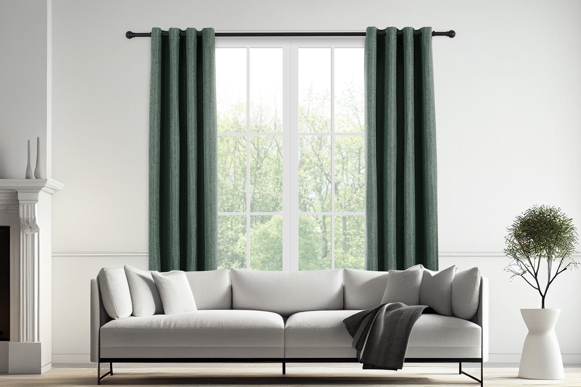 Luxe geweven gordijn - 150 x 260 cm - Ringen - Groen