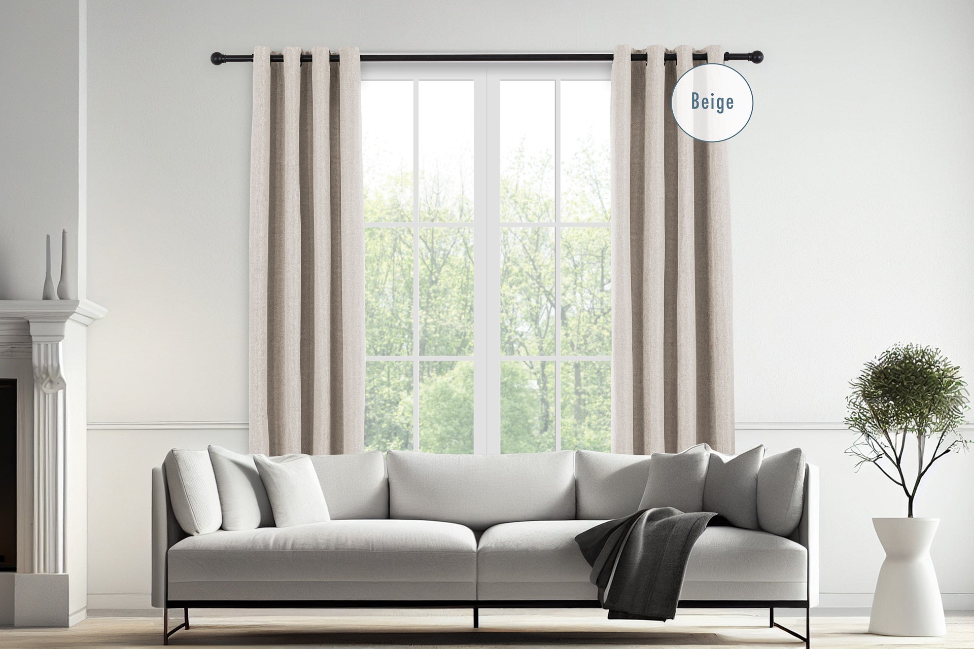 Luxe geweven gordijn - 150 x 260 cm - Ringen - Beige