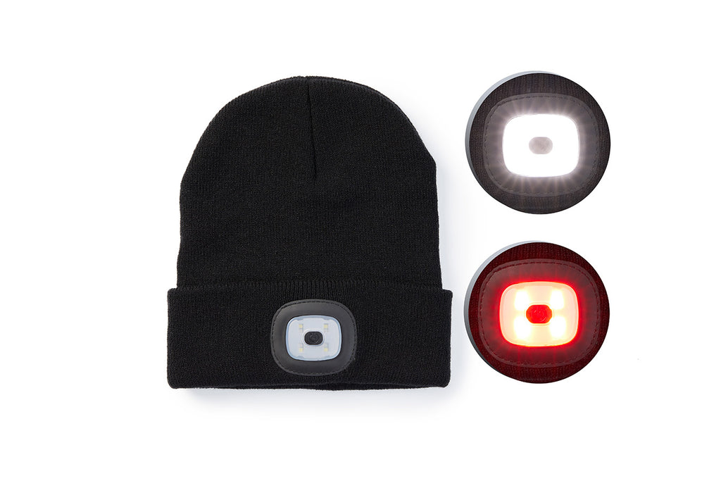 Beanie met LED verlichting Zwart