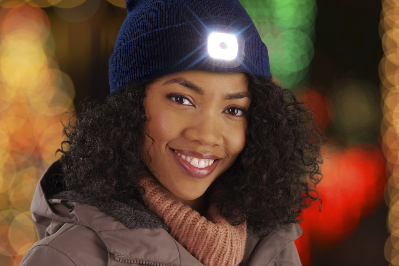 Beanie met LED verlichting Blauw