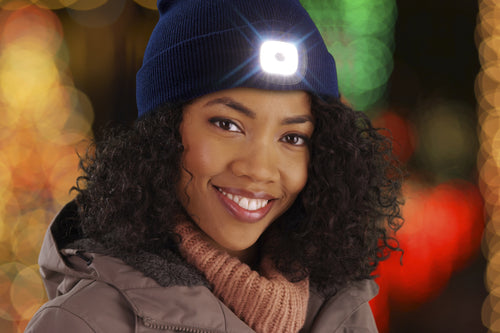 Beanie met LED verlichting Blauw