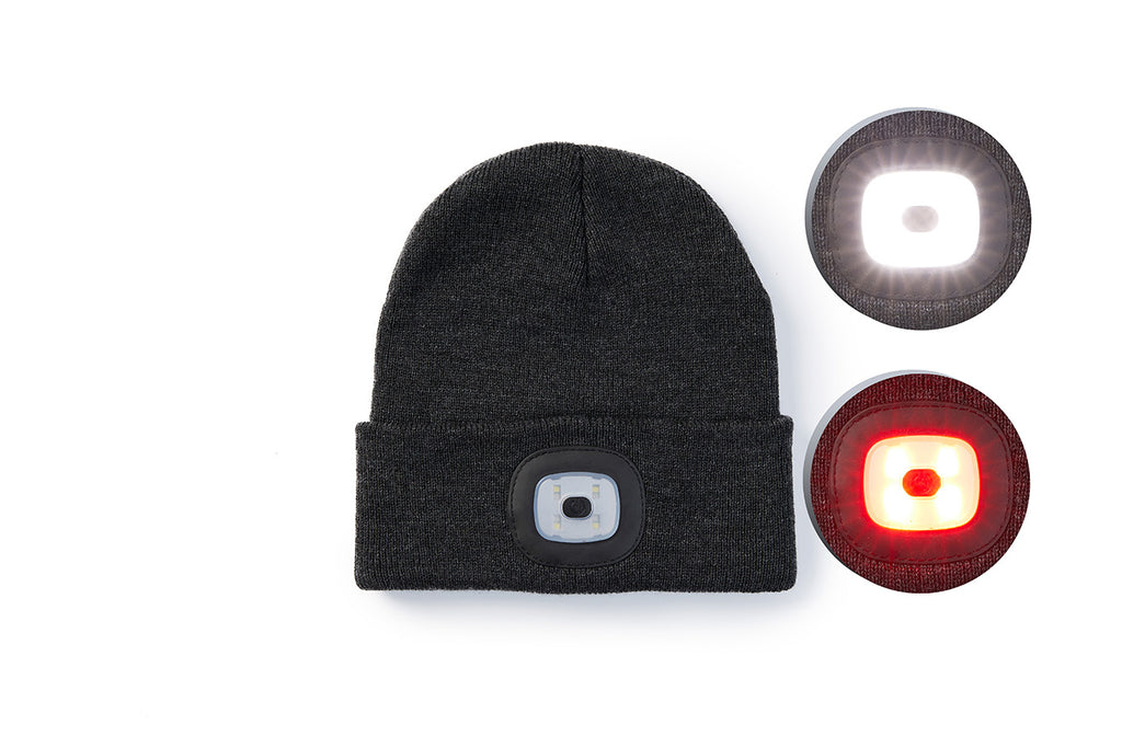 Beanie met LED verlichting Grijs