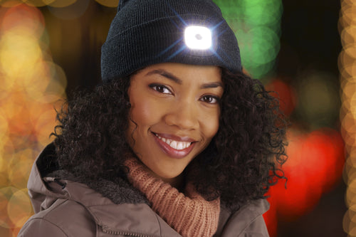 Beanie met LED verlichting Grijs