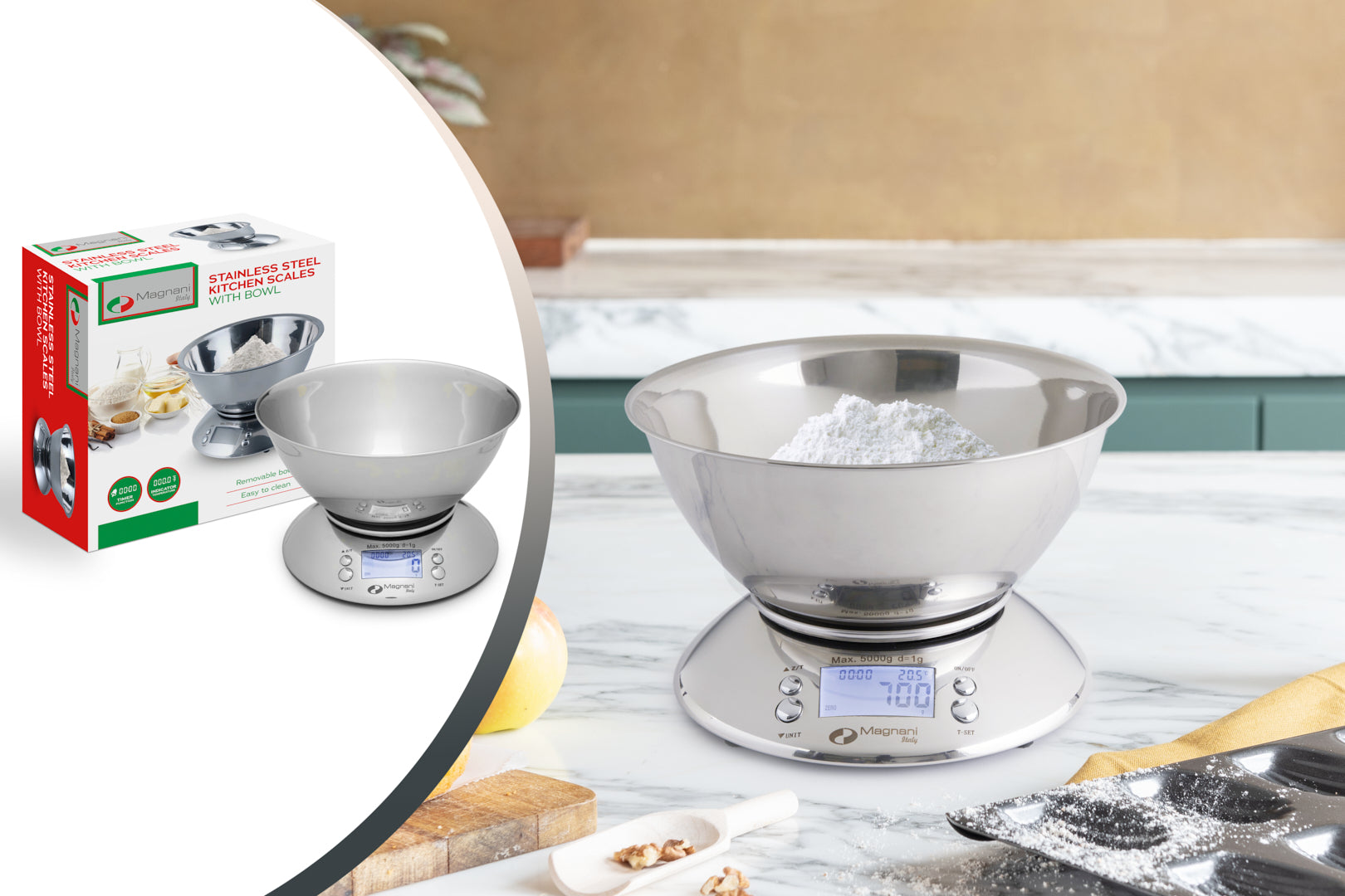 Keukenweegschaal RVS met kom