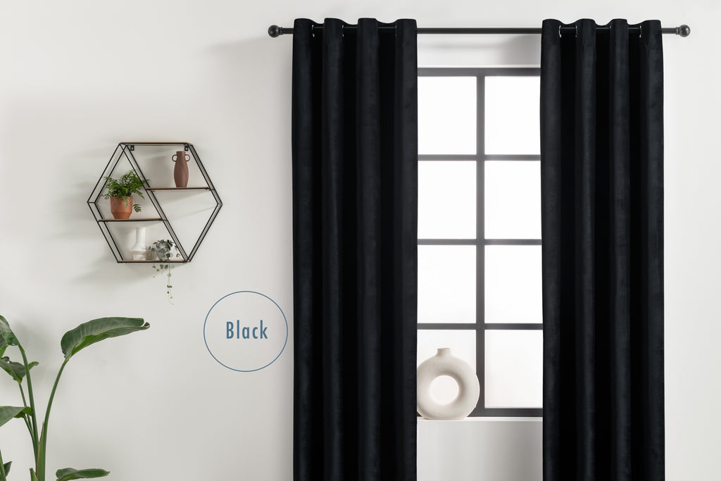 Velvet gordijn - 150 x 250 cm - Ringen - Black