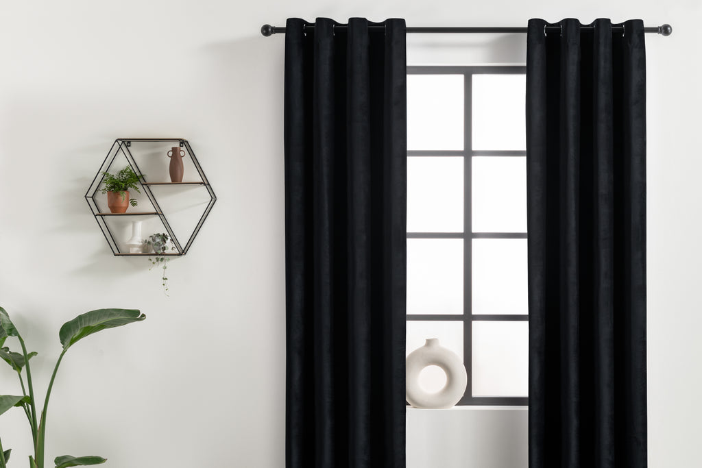 Velvet gordijn - 150 x 250 cm - Ringen - Black