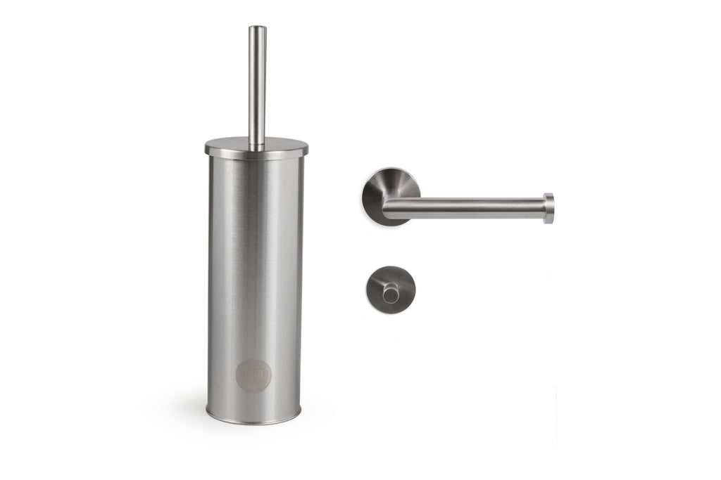 Luxe toilet set 3-delig - Zilver