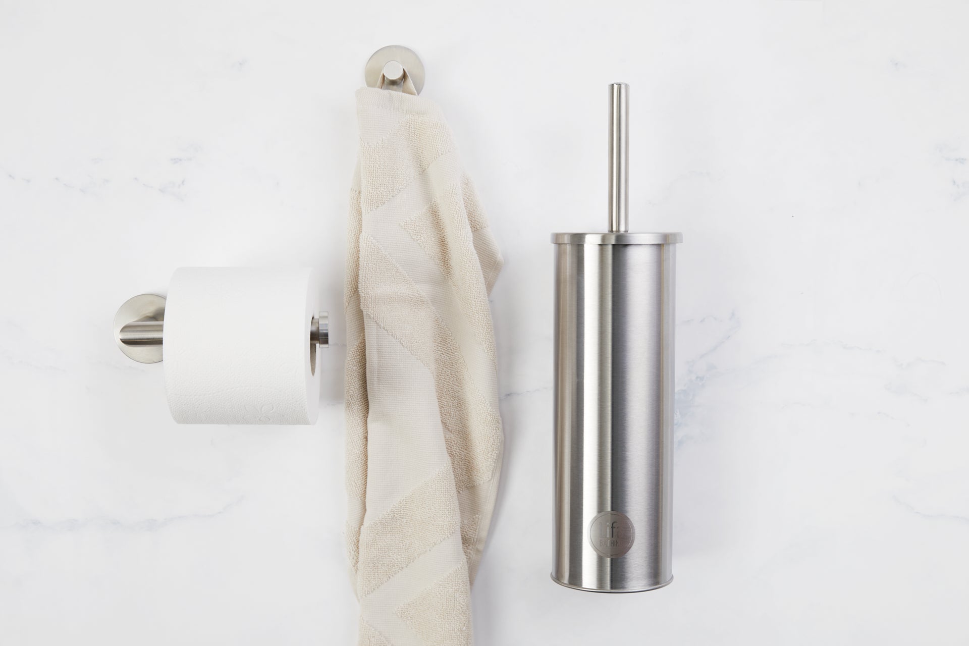 Luxe toilet set 3-delig - Zilver