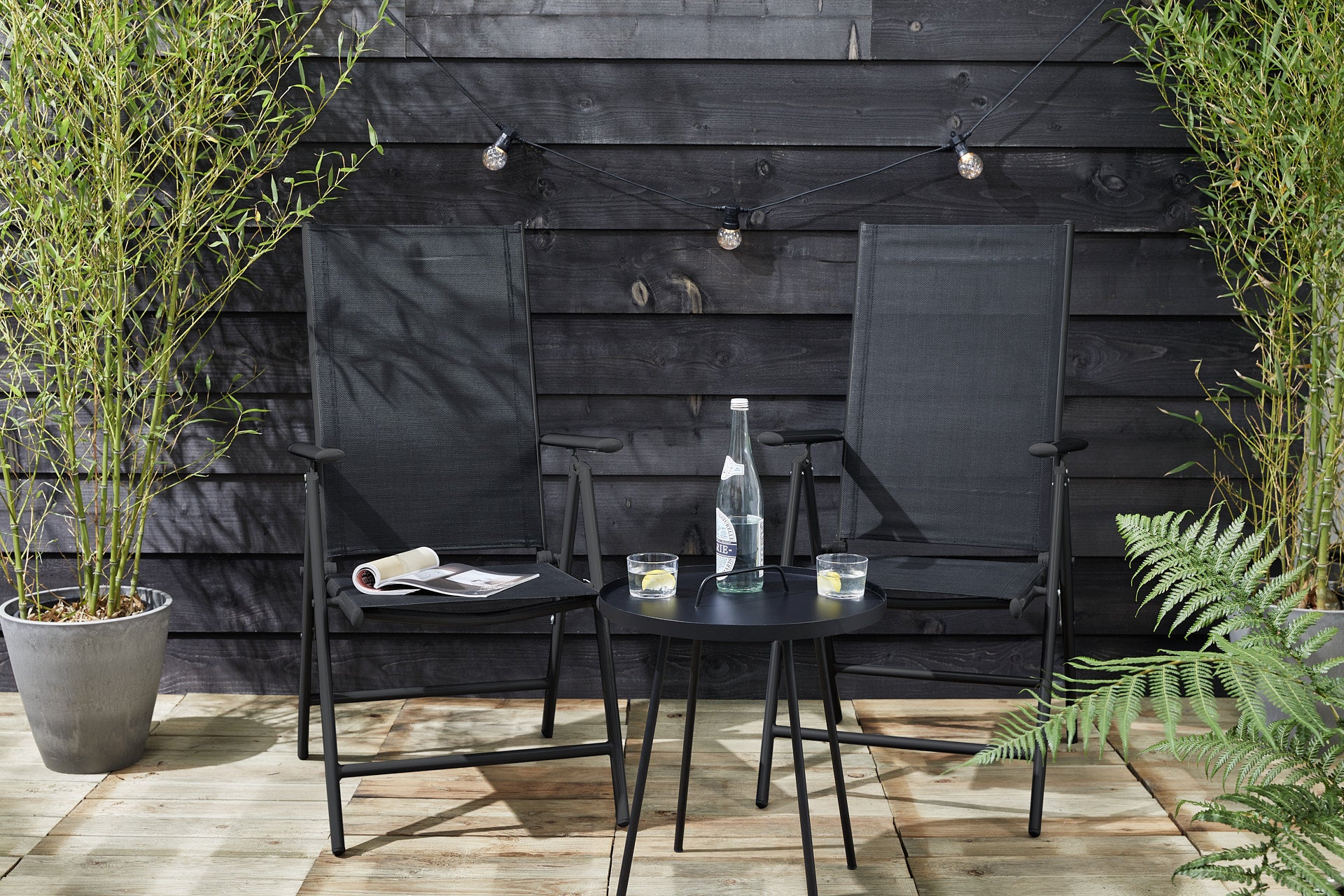 Aluminium Tuinstoel - Set/2 - Zwart