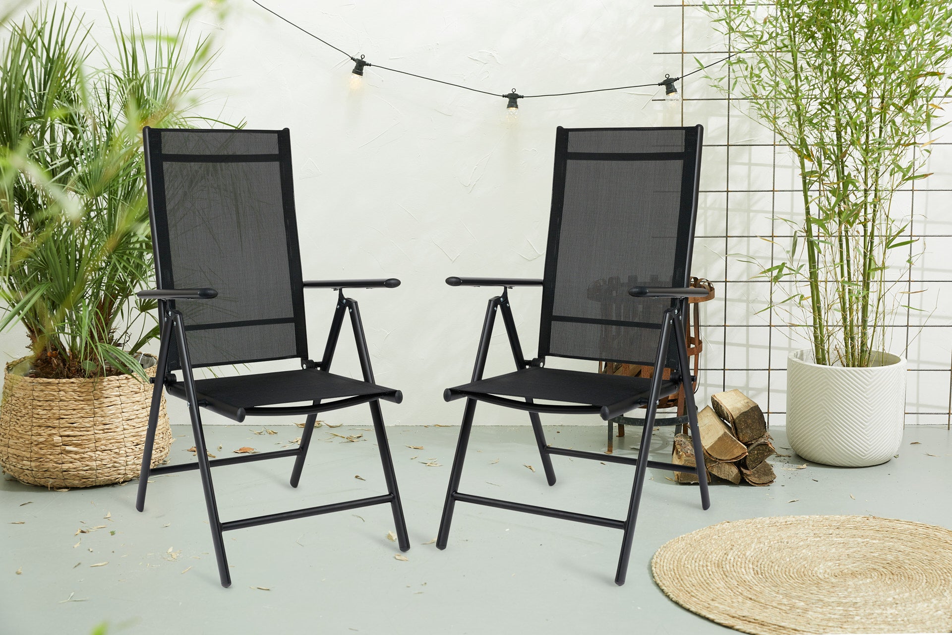 Aluminium Tuinstoel - Set/2 - Zwart