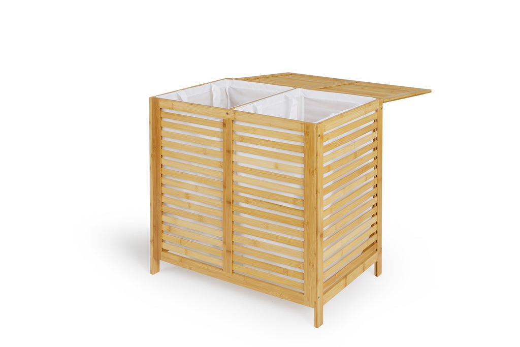 Dubbele bamboe wasmand