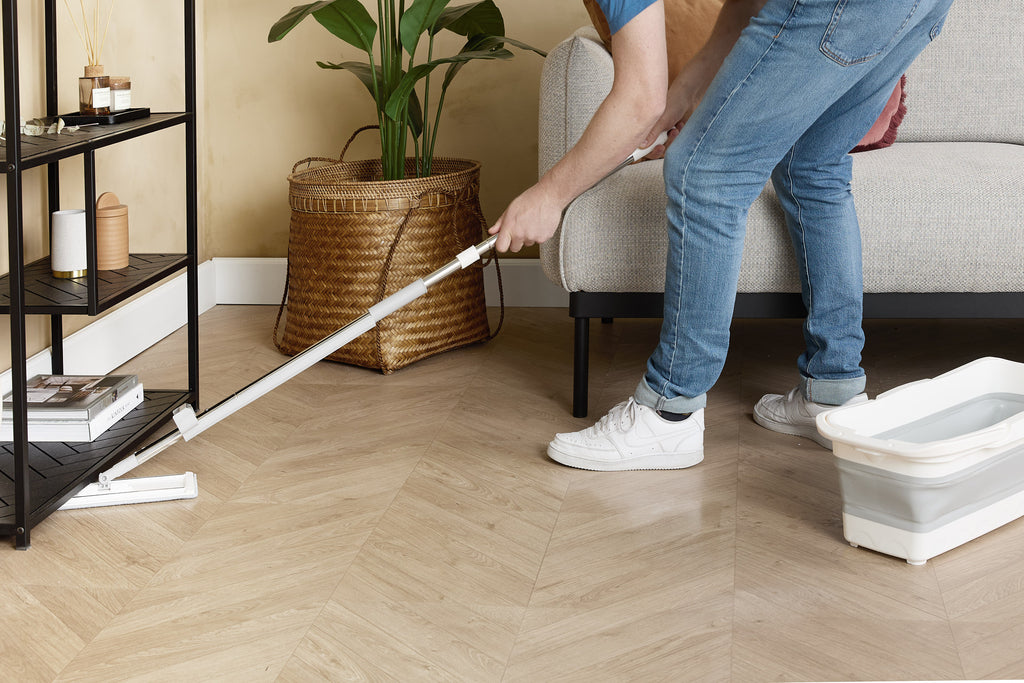 Zelfreinigende dweilset incl. opvouwbare emmer + 4 moppen