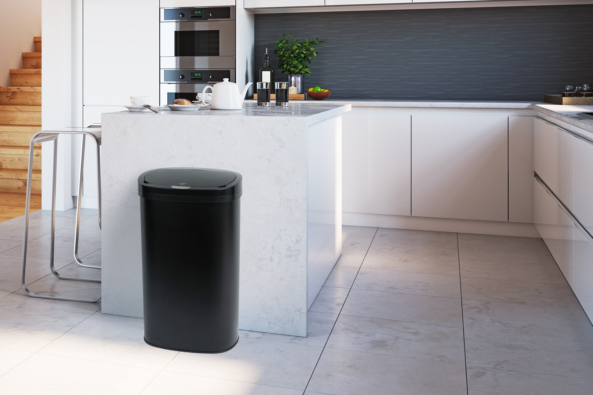 Prullenbak one touch 58L - zwart