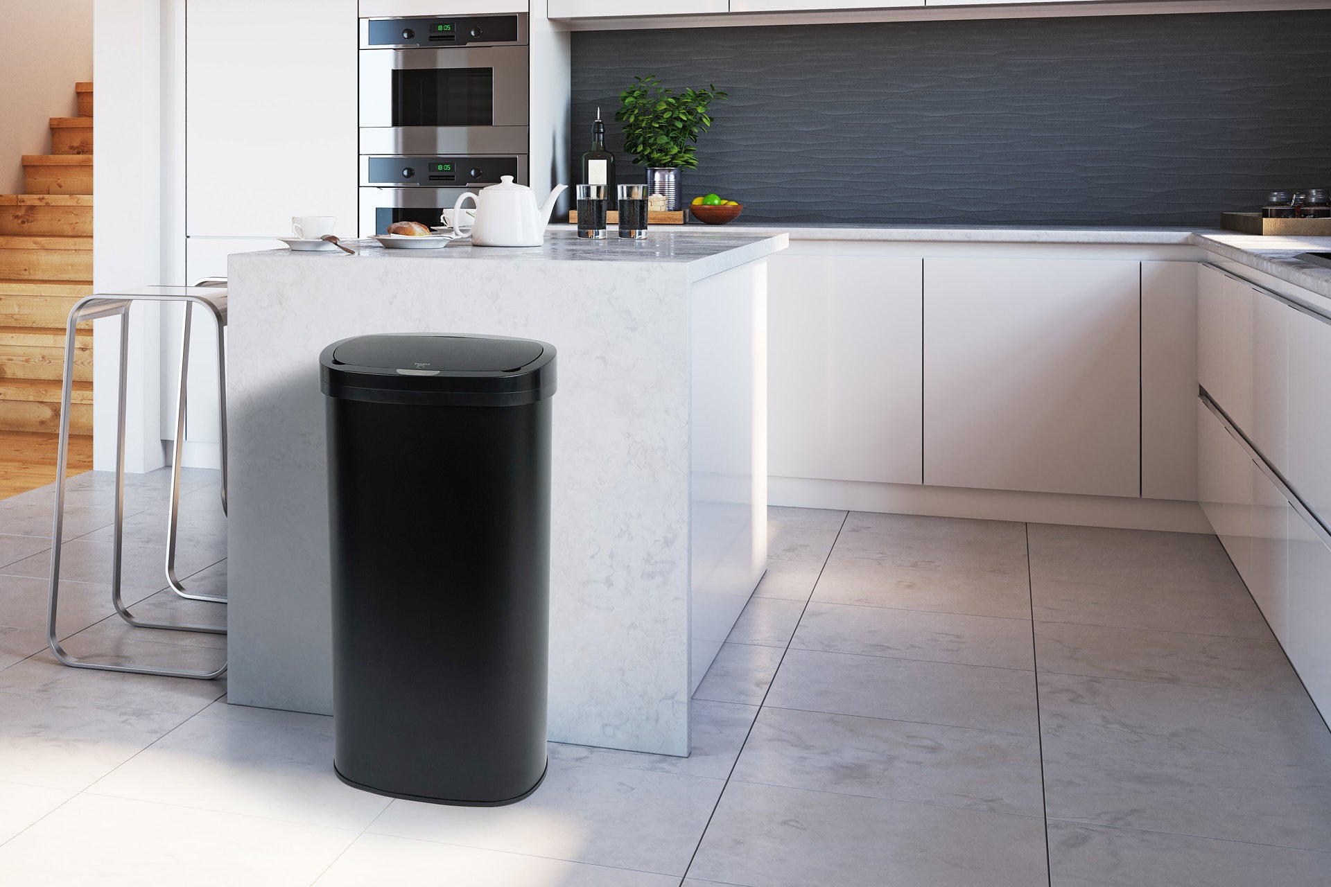 Prullenbak one touch 68L - zwart