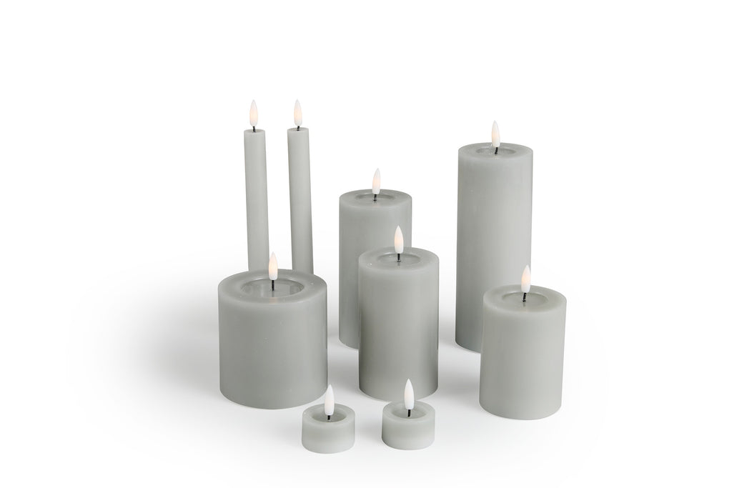 LED kaars Set/9  - Lichtgrijs