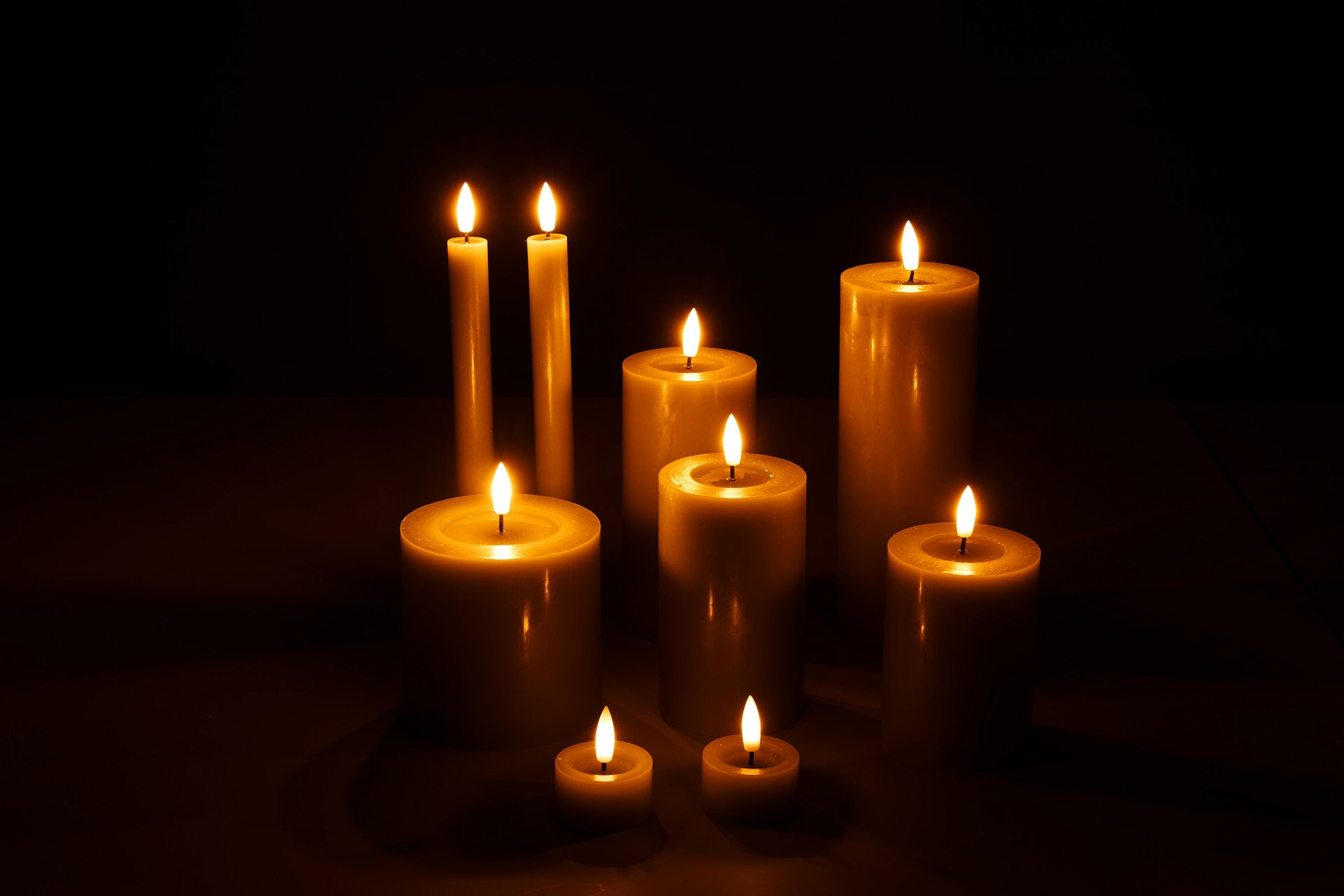 LED kaars Set/9  - Lichtgrijs
