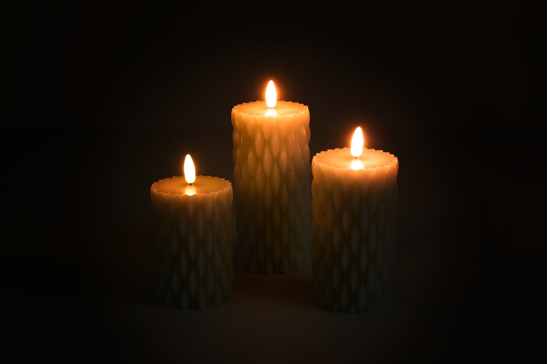LED kaars set/3 - met wax incl. ab kabel lichtgrijs