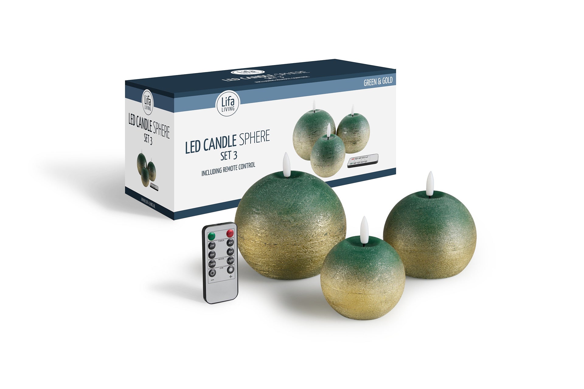 LED kaars set/3 - met wax incl. ab bol groen