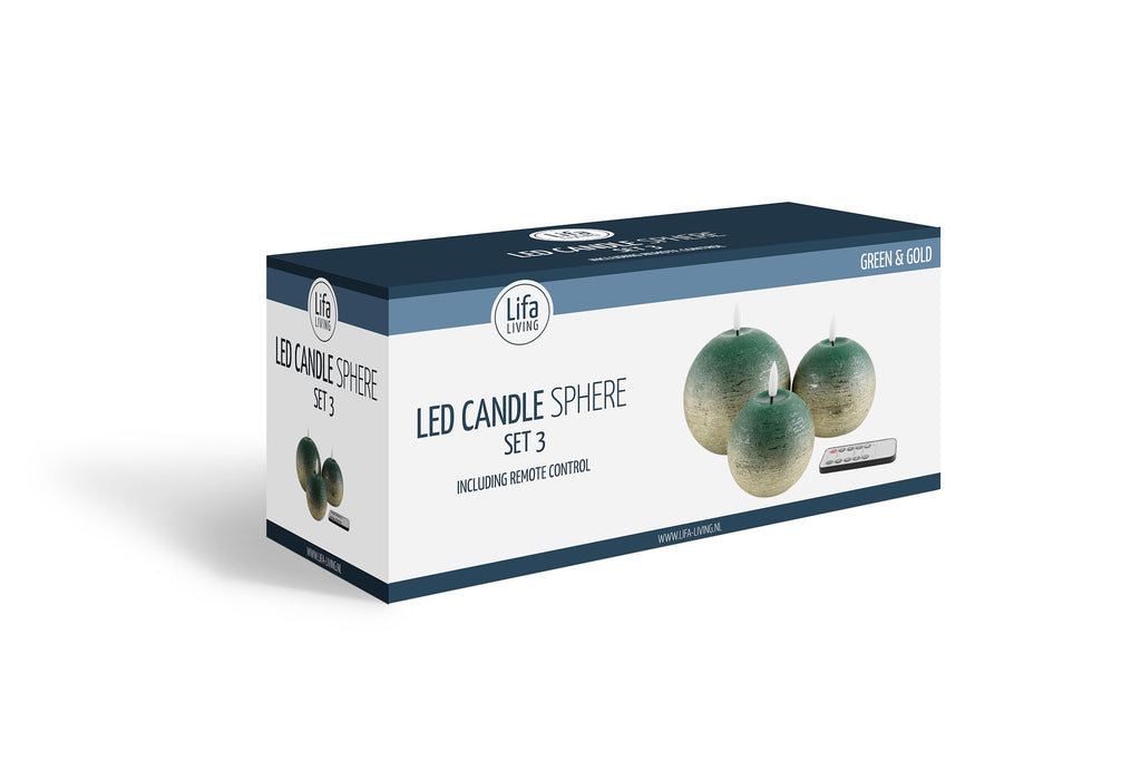 LED kaars set/3 - met wax incl. ab bol groen