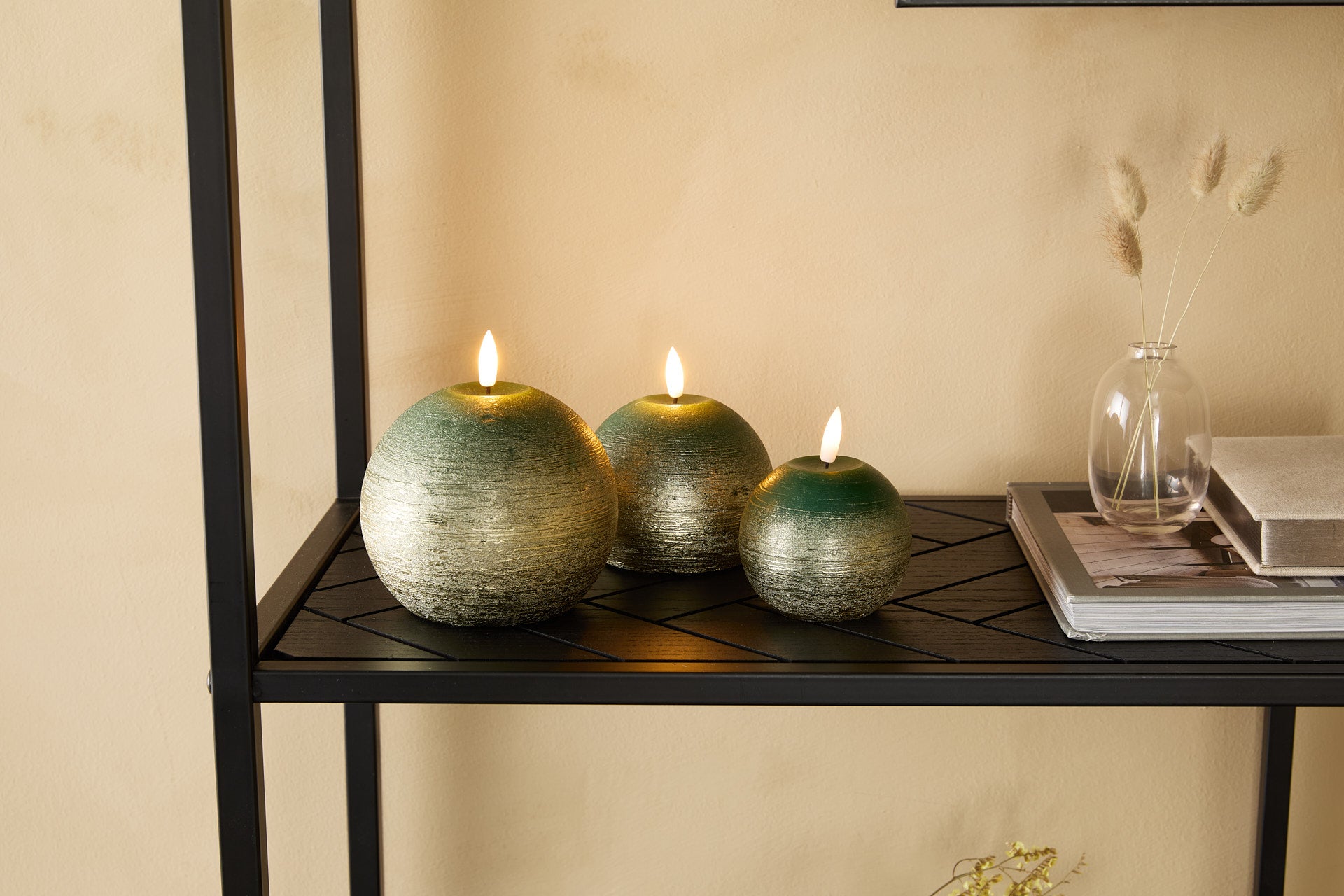LED kaars set/3 - met wax incl. ab bol groen