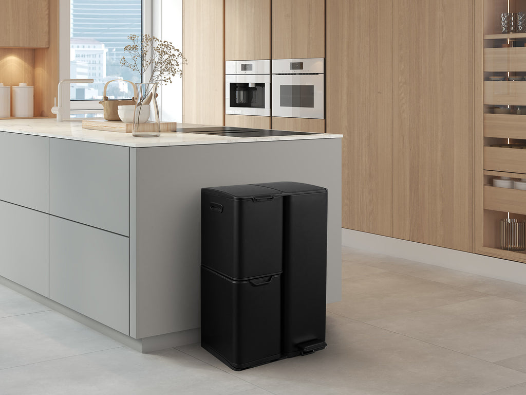 Prullenbak soft close 60L - mat zwart