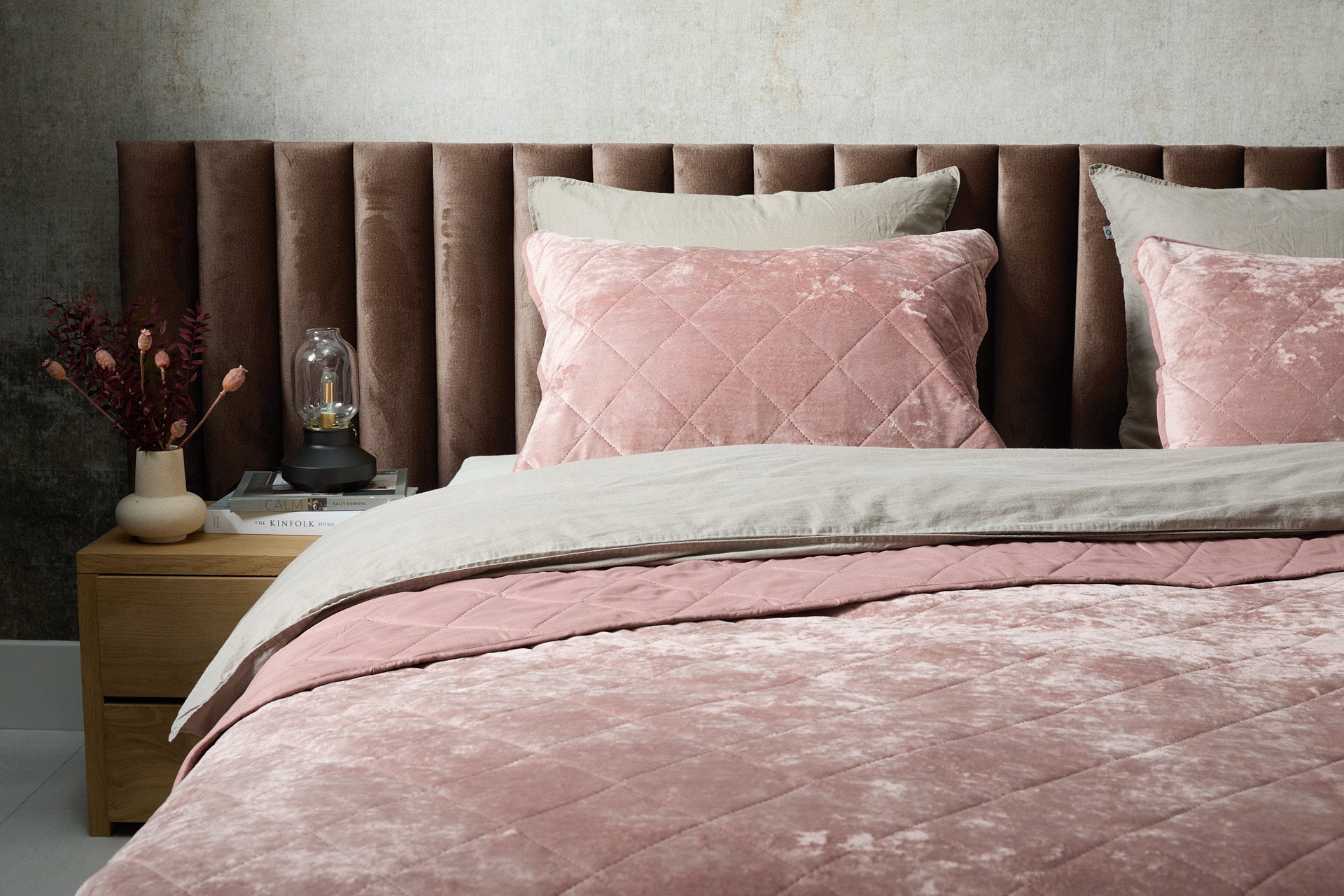 Luxe bedsprei velvet incl. 1 kussensloop- Roze - 140 x 200 cm