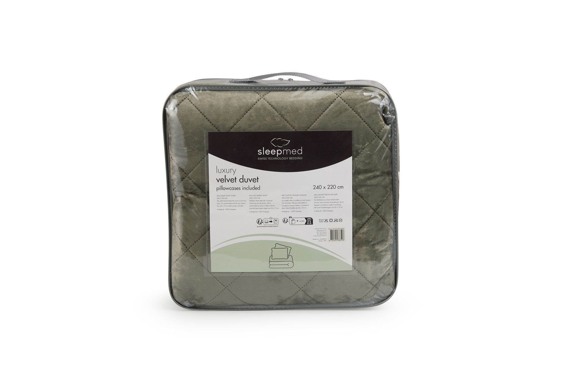 Luxe bedsprei velvet incl. 2 slopen - Mosgroen - 240 x 220 cm