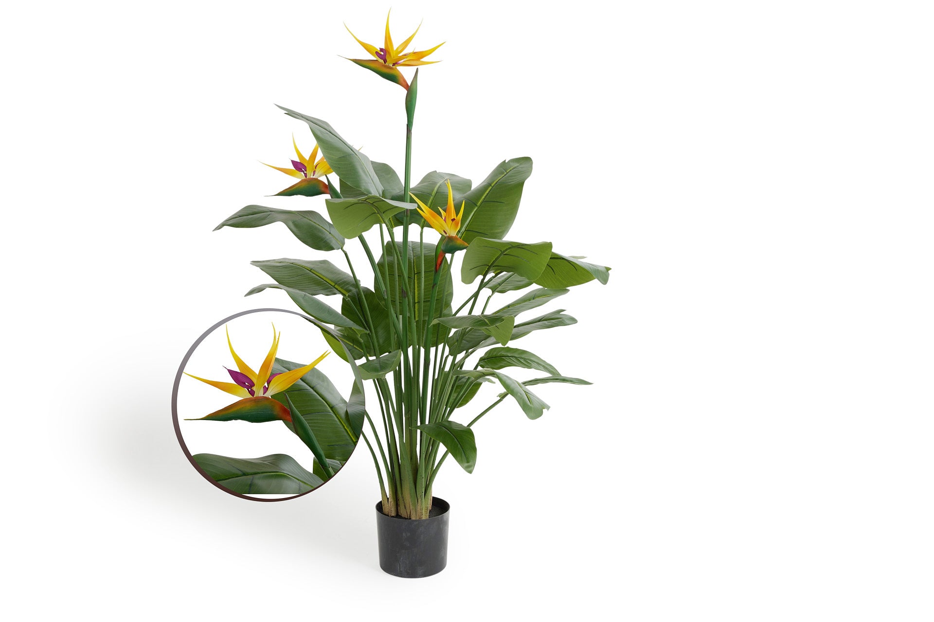 Kunstplant Strelitzia met oranje  bloemen
