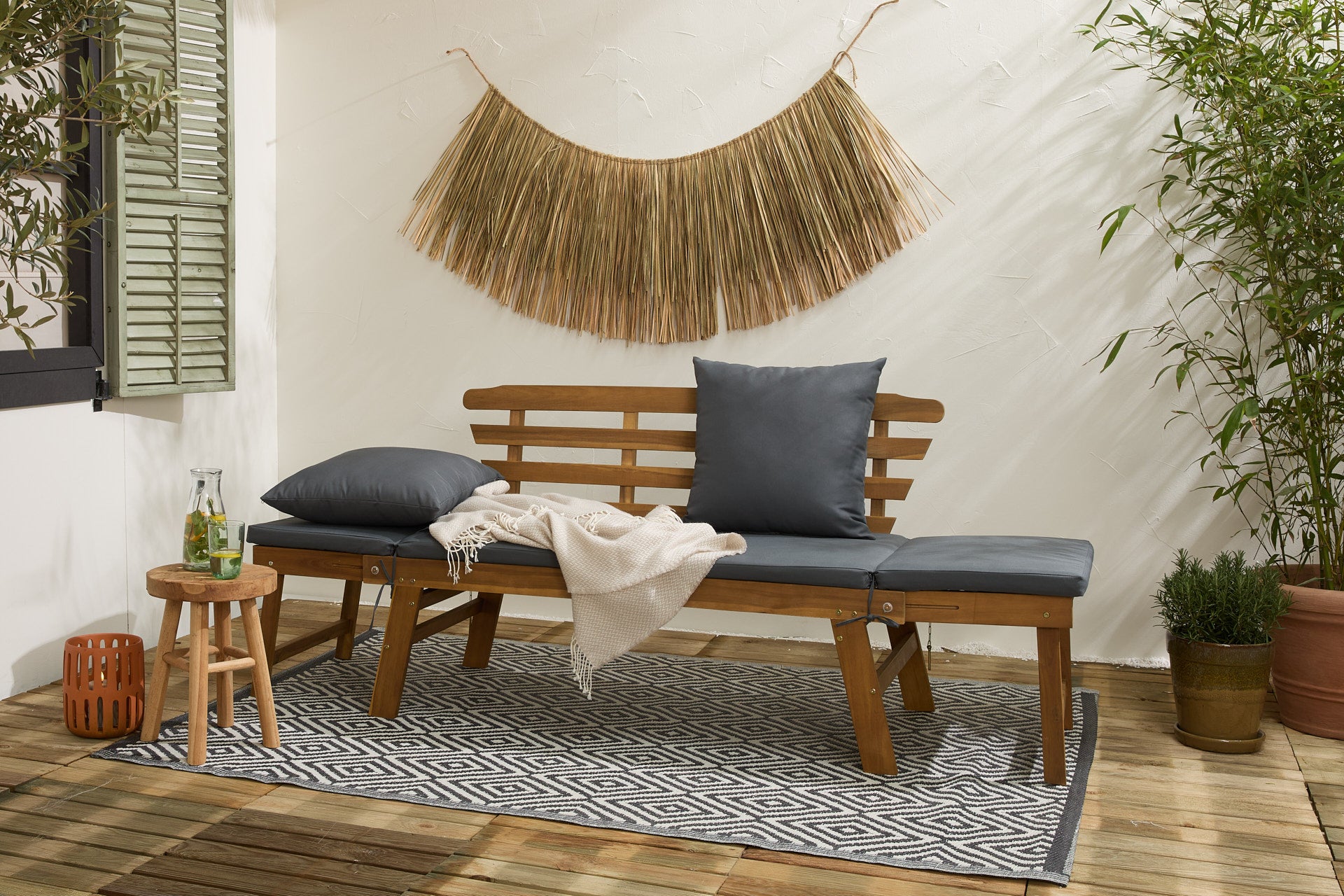 Houten Tuinbank met ligfunctie