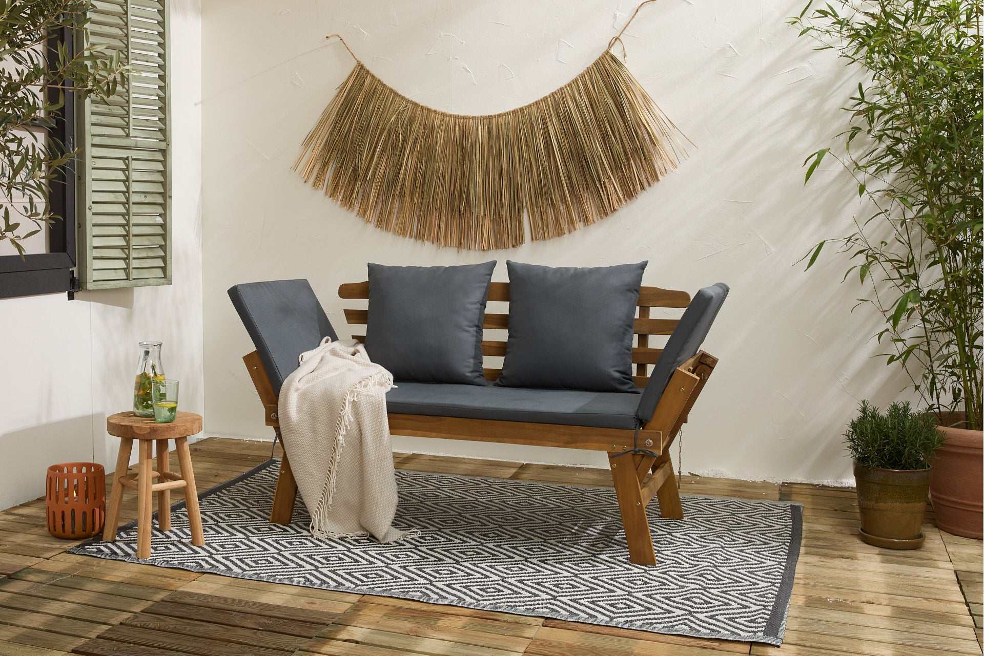 Houten Tuinbank met ligfunctie