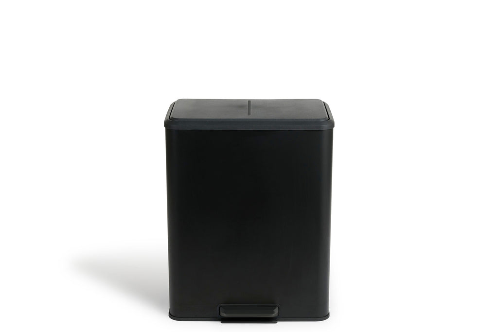 Dubbele prullenbak 60L soft close - mat zwart