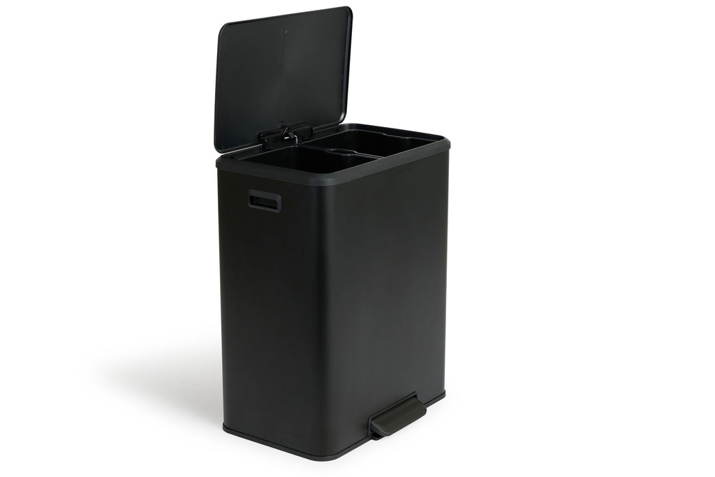 Dubbele prullenbak 60L soft close - mat zwart