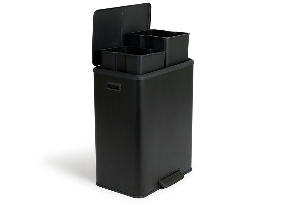 Dubbele prullenbak 60L soft close - mat zwart
