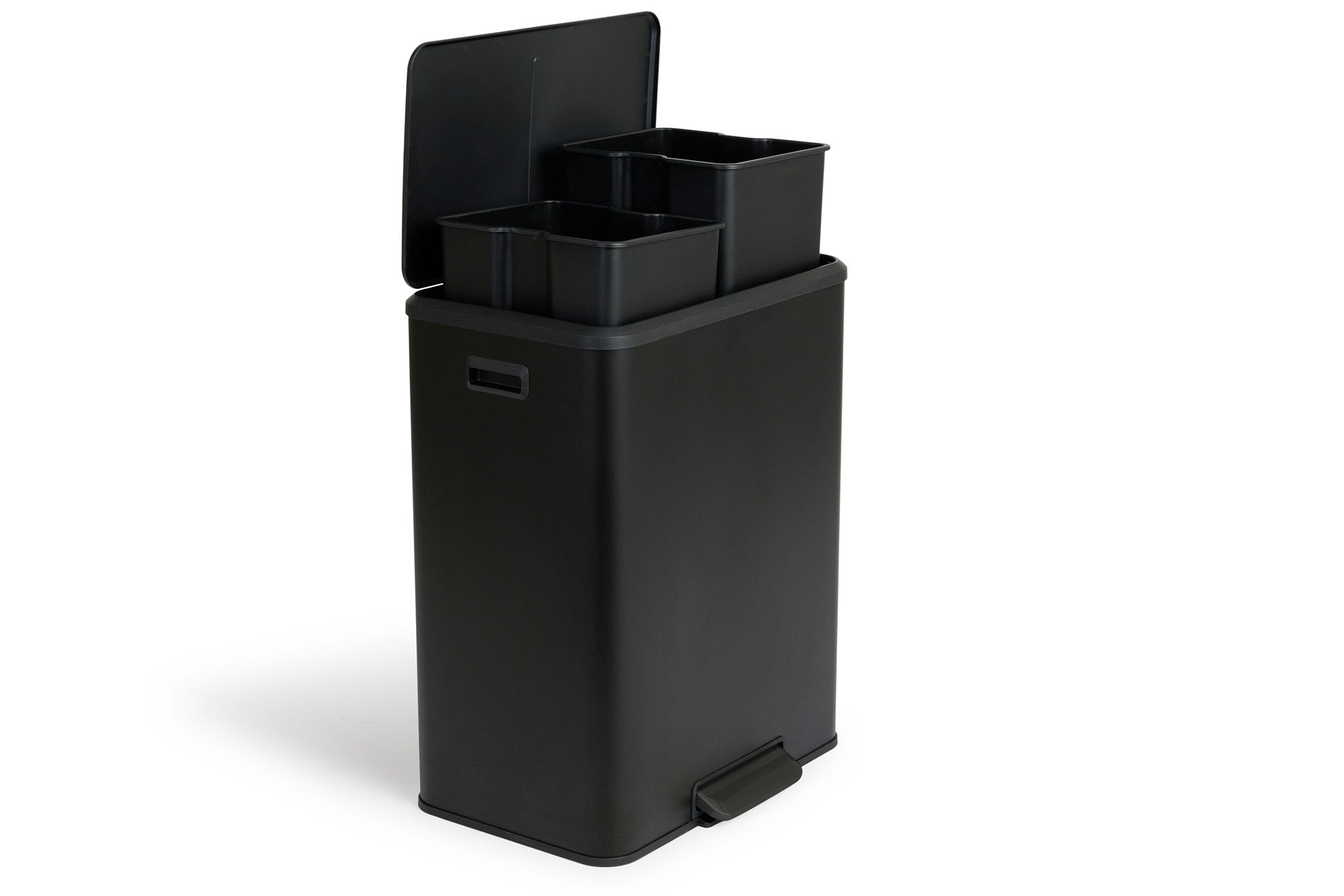 Dubbele prullenbak 60L soft close - mat zwart