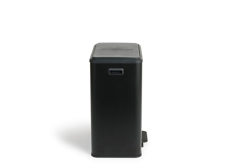 Dubbele prullenbak 60L soft close - mat zwart