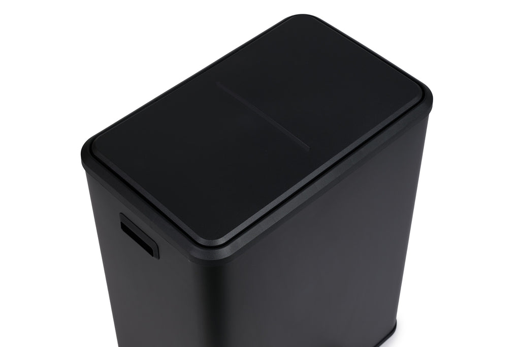 Dubbele prullenbak 60L soft close - mat zwart