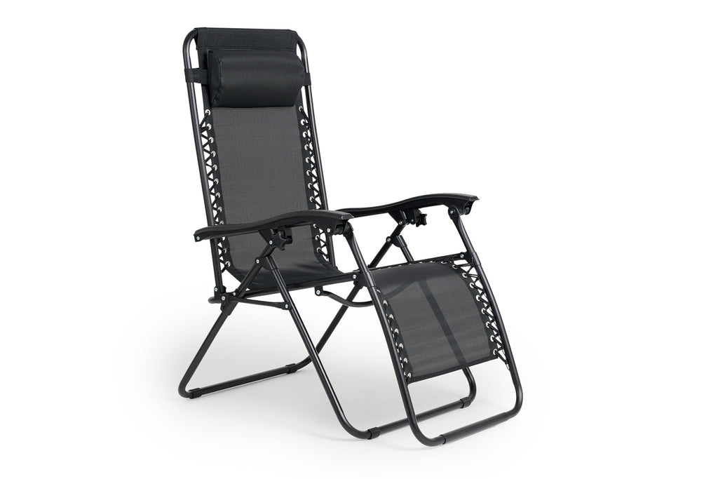 Premium ligstoel antraciet met kussen - 2 pck