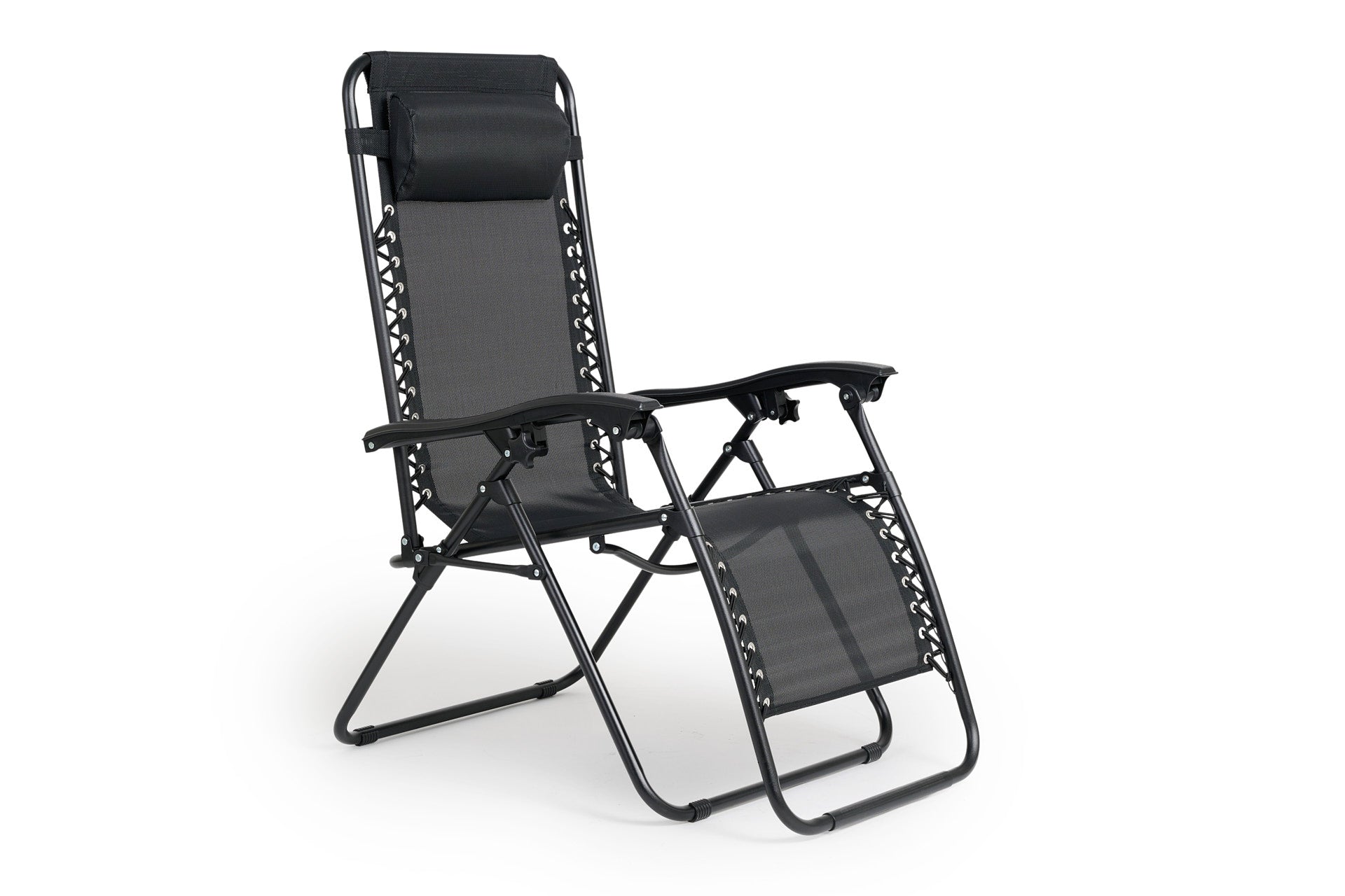 Premium ligstoel antraciet met kussen - 2 pck