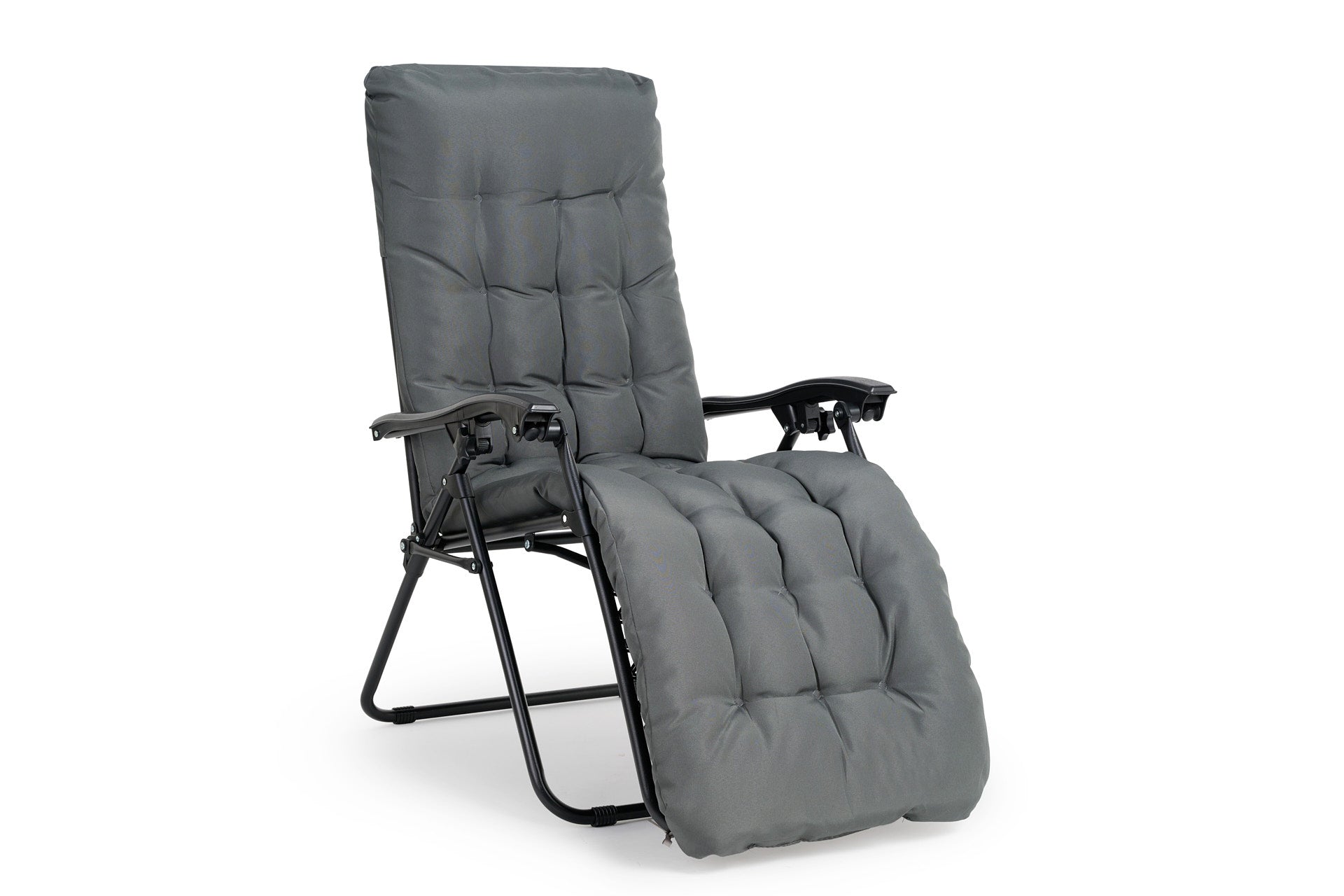 Premium ligstoel antraciet met kussen - 2 pck