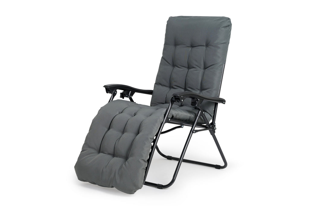 Premium ligstoel antraciet met kussen - 2 pck