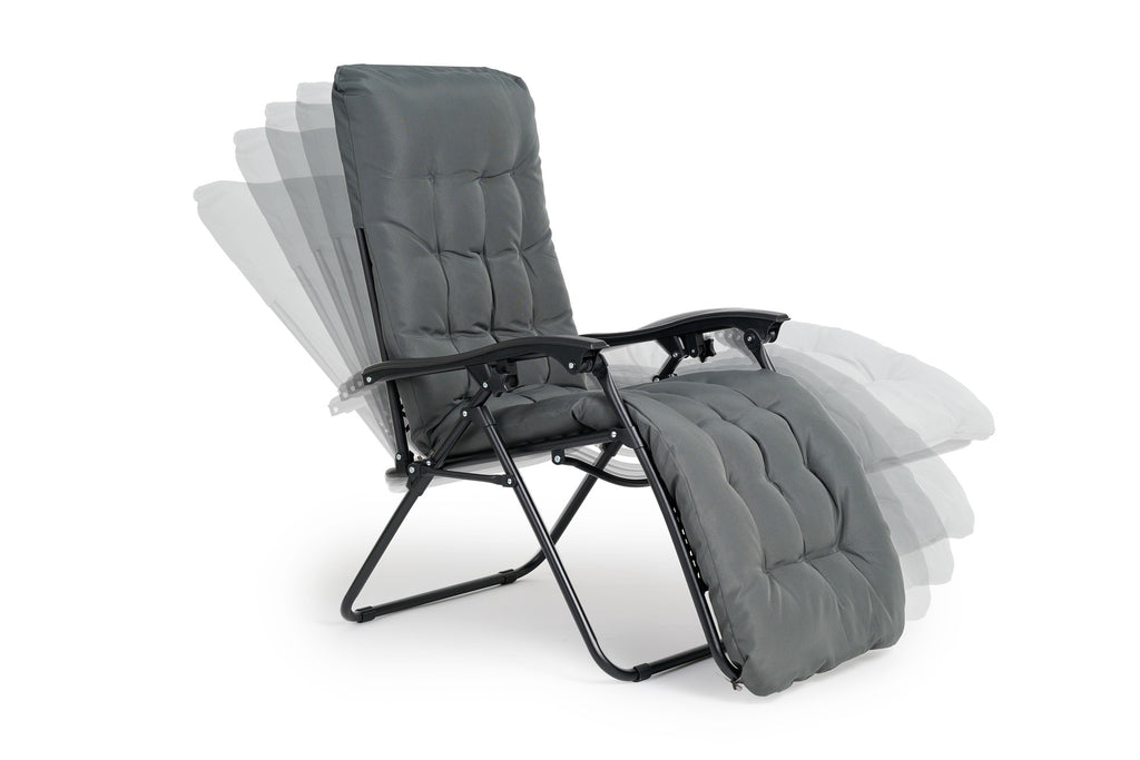 Premium ligstoel antraciet met kussen - 2 pck