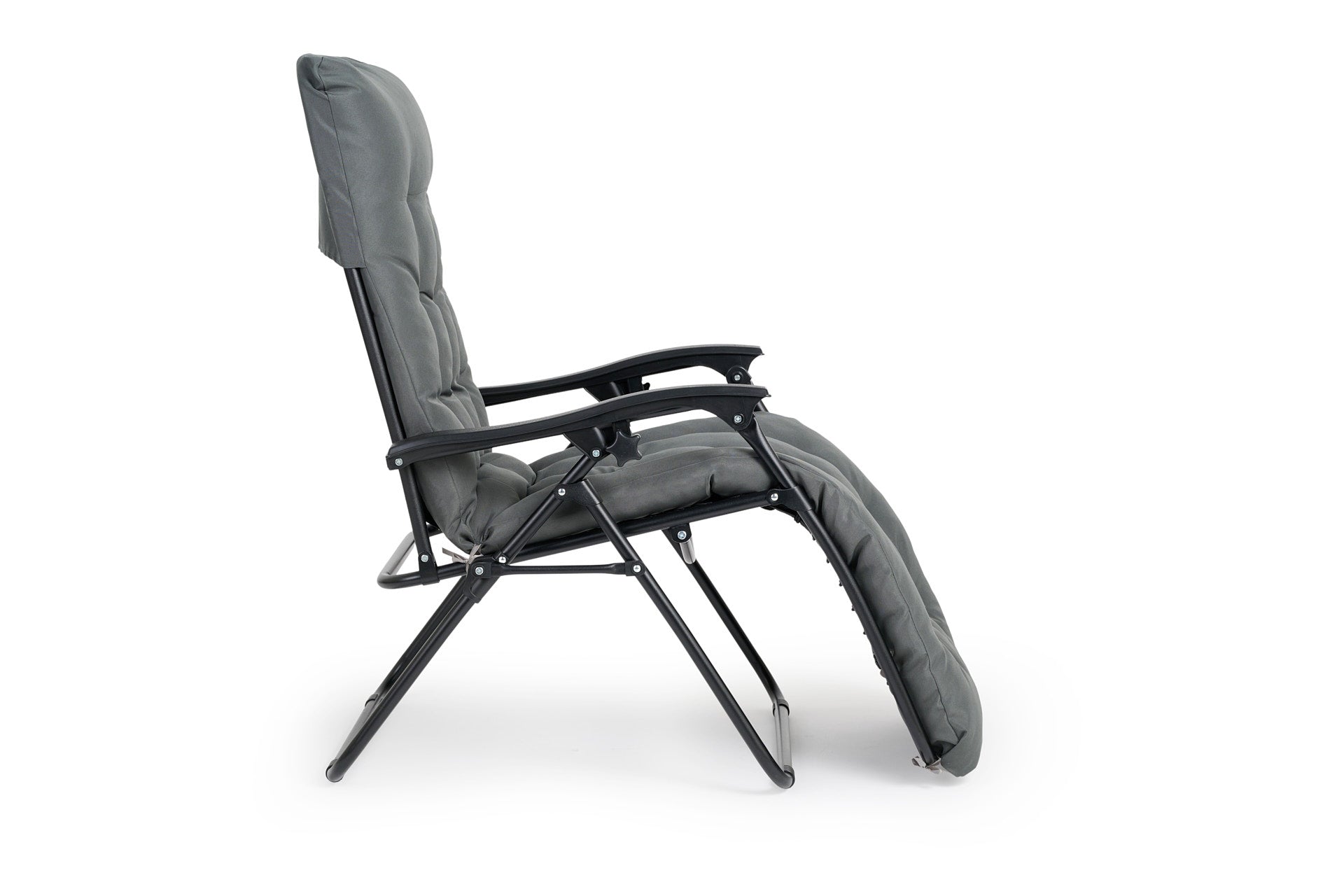 Premium ligstoel antraciet met kussen - 2 pck