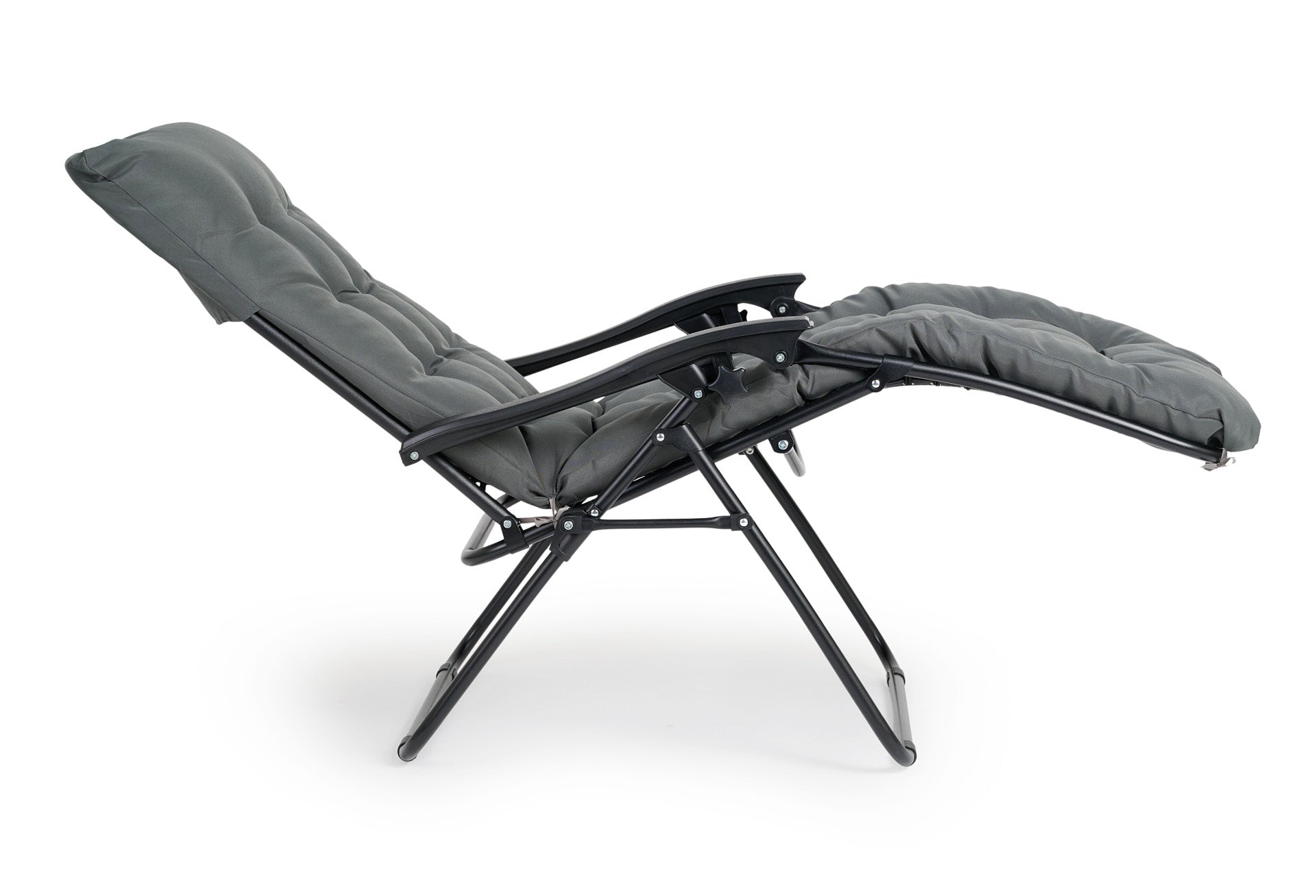 Premium ligstoel antraciet met kussen - 2 pck