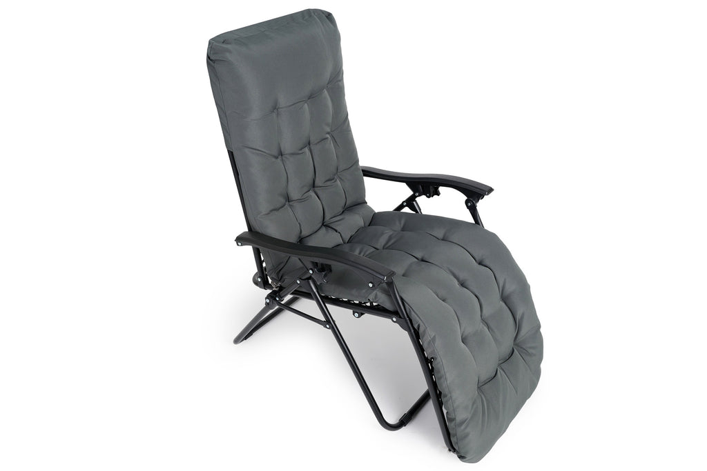 Premium ligstoel antraciet met kussen - 2 pck