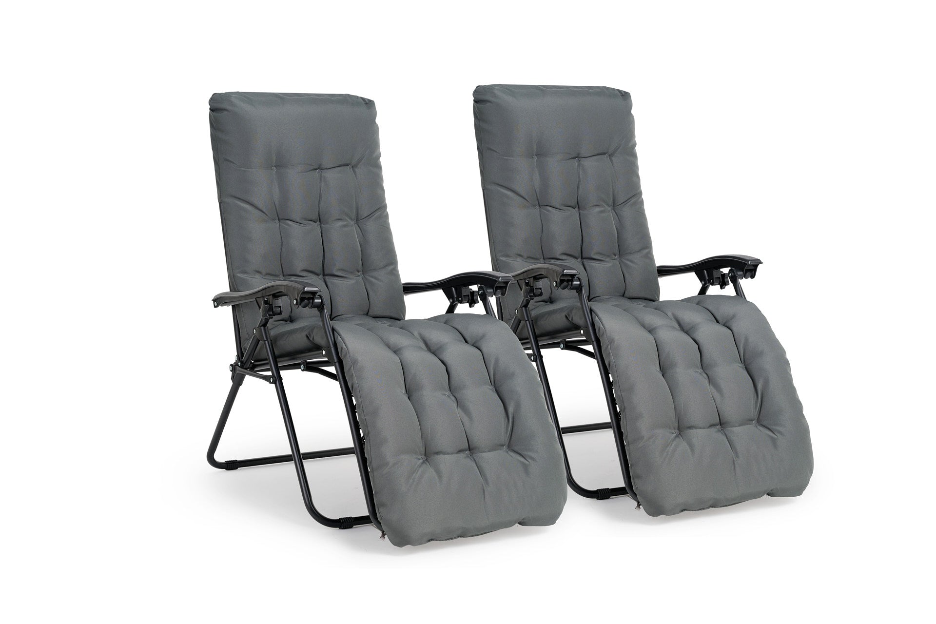 Premium ligstoel antraciet met kussen - 2 pck