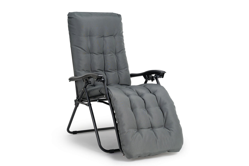 Premium ligstoel antraciet met kussen - 2 pck