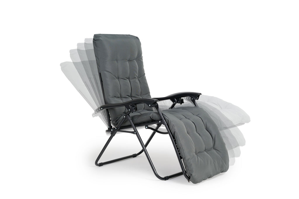 Premium ligstoel antraciet met kussen - 2 pck