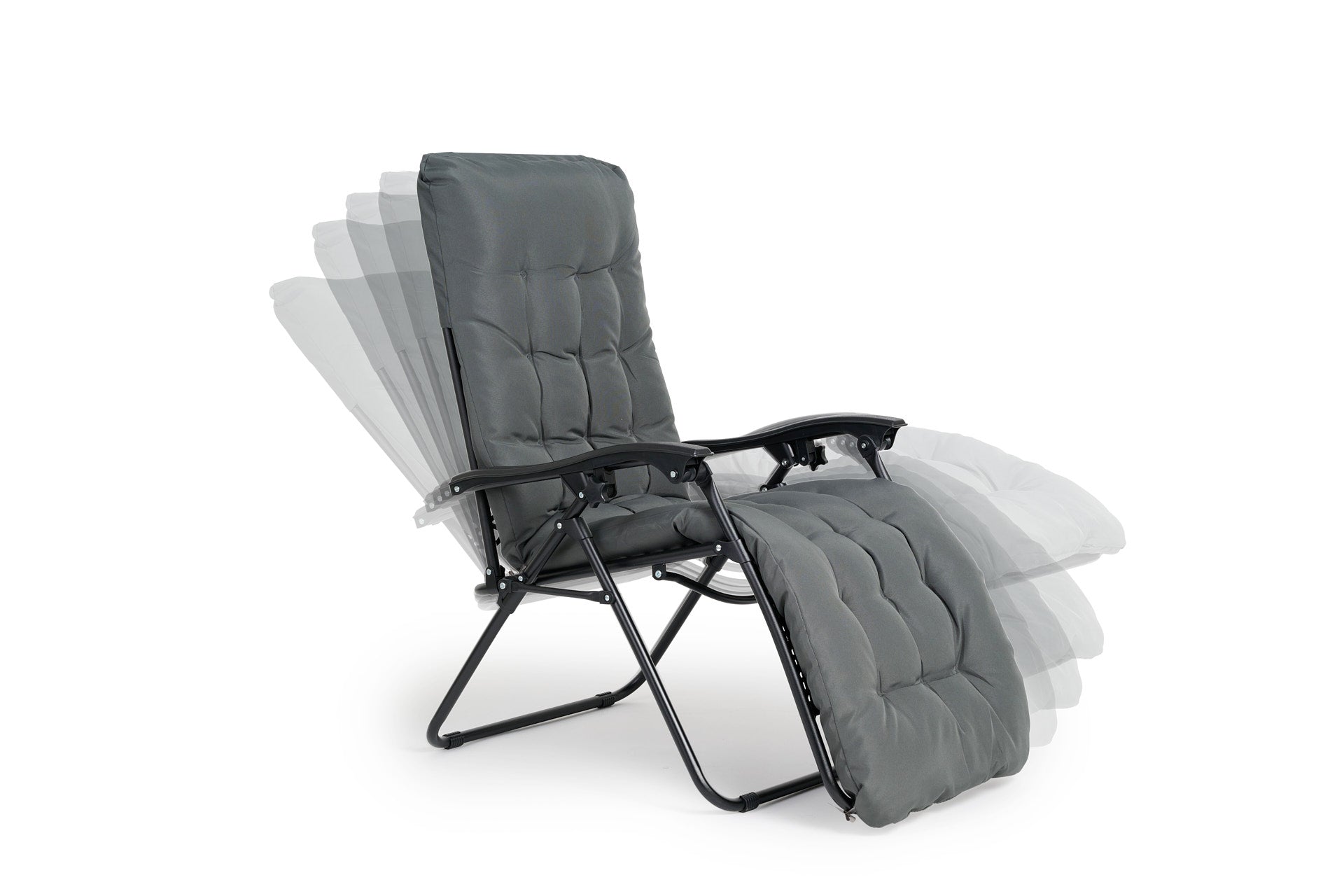 Premium ligstoel antraciet met kussen - 2 pck